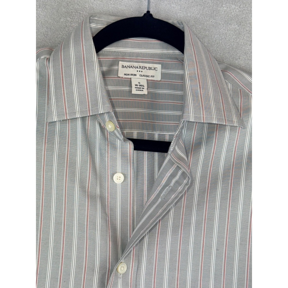 Banana Republic Non Iron French Cuff Mens Striped Dress Shirt‎ Size S 14 14.5